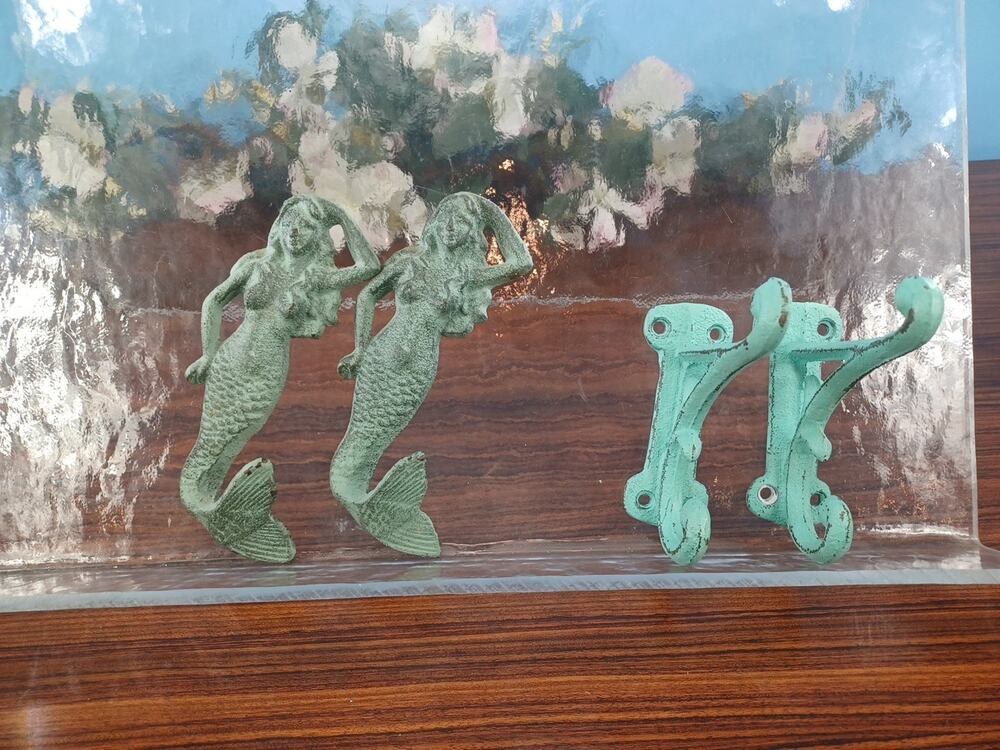 Mermaid Antique Style Towel Hooks Beach Theme Bathroom Aqua Fun Ocean